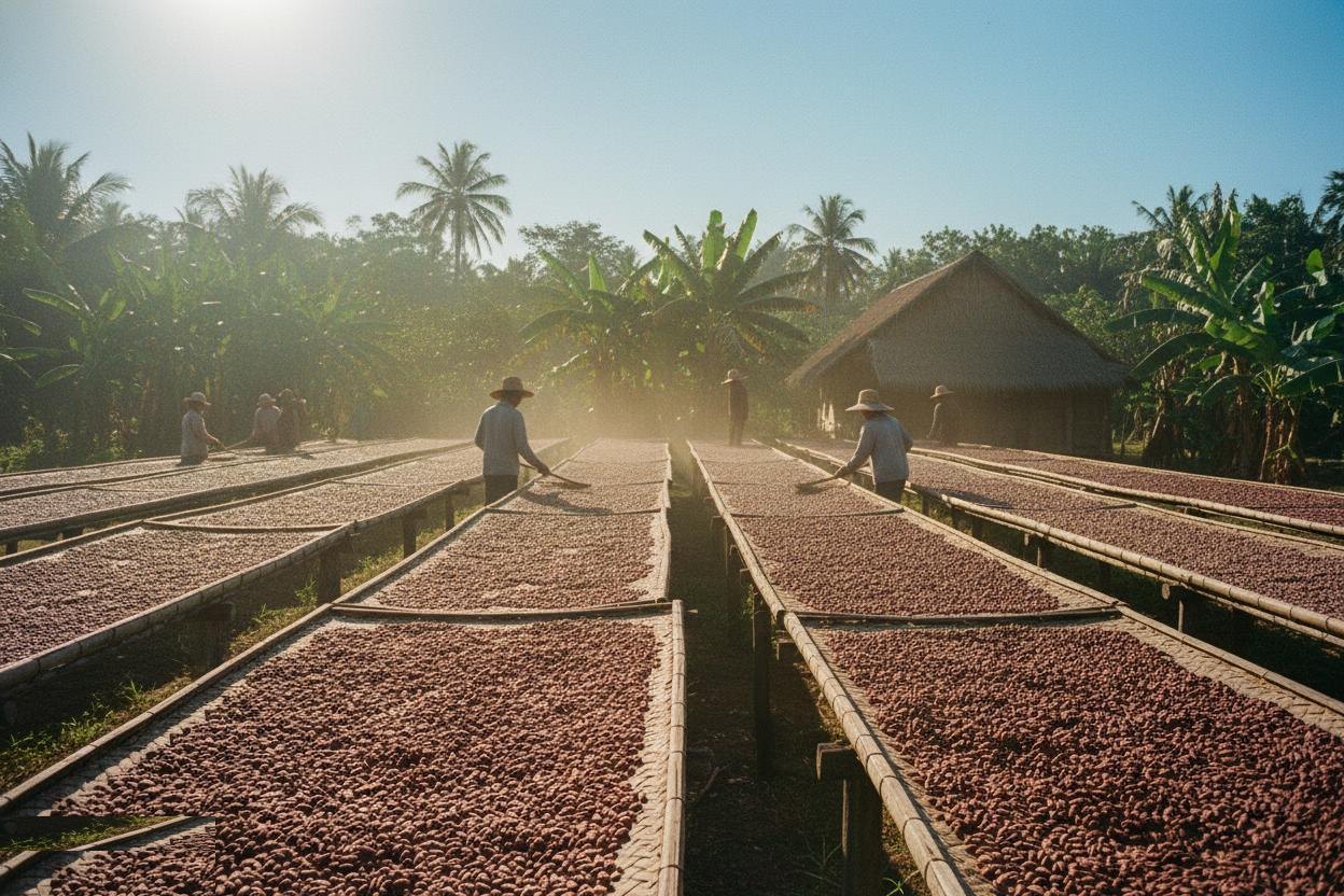 Sun drying on raised beds